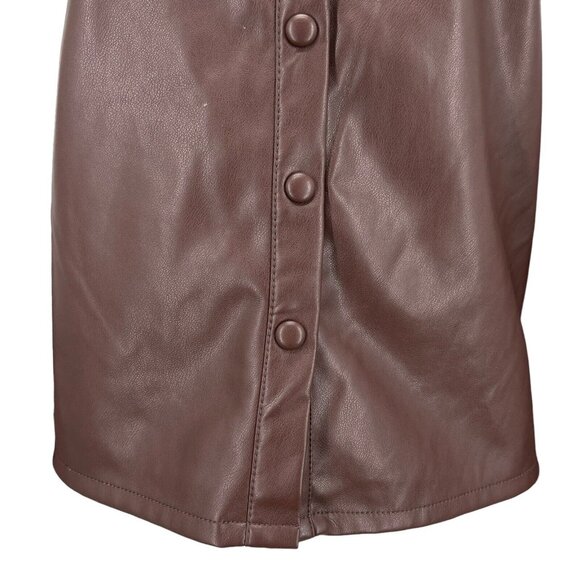 7 For All Mankind Women's Brown Top Size Small Faux Leather Puff Long Sleeve NWT - Picture 7 of 13